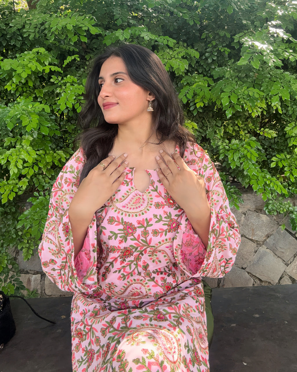 Pink Floral Kurta Set