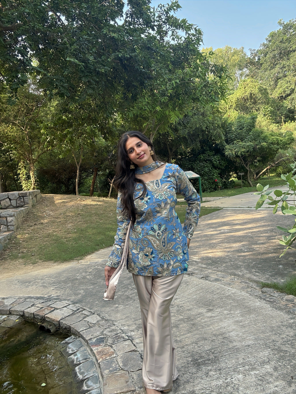 Blue Embroidered Kurta Set