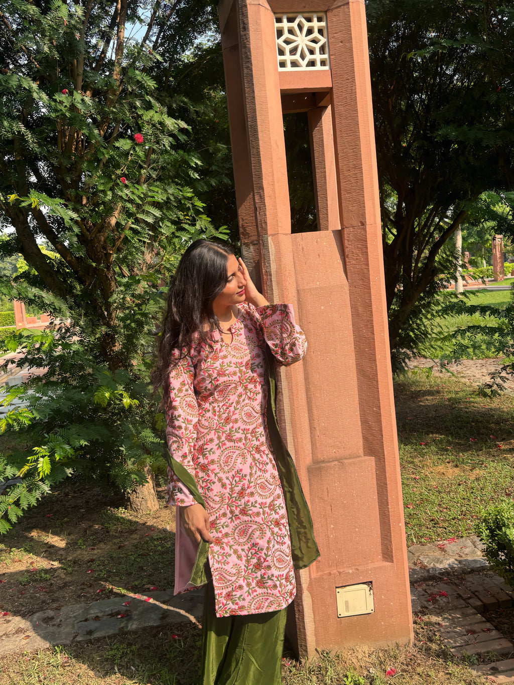 Pink Floral Kurta Set