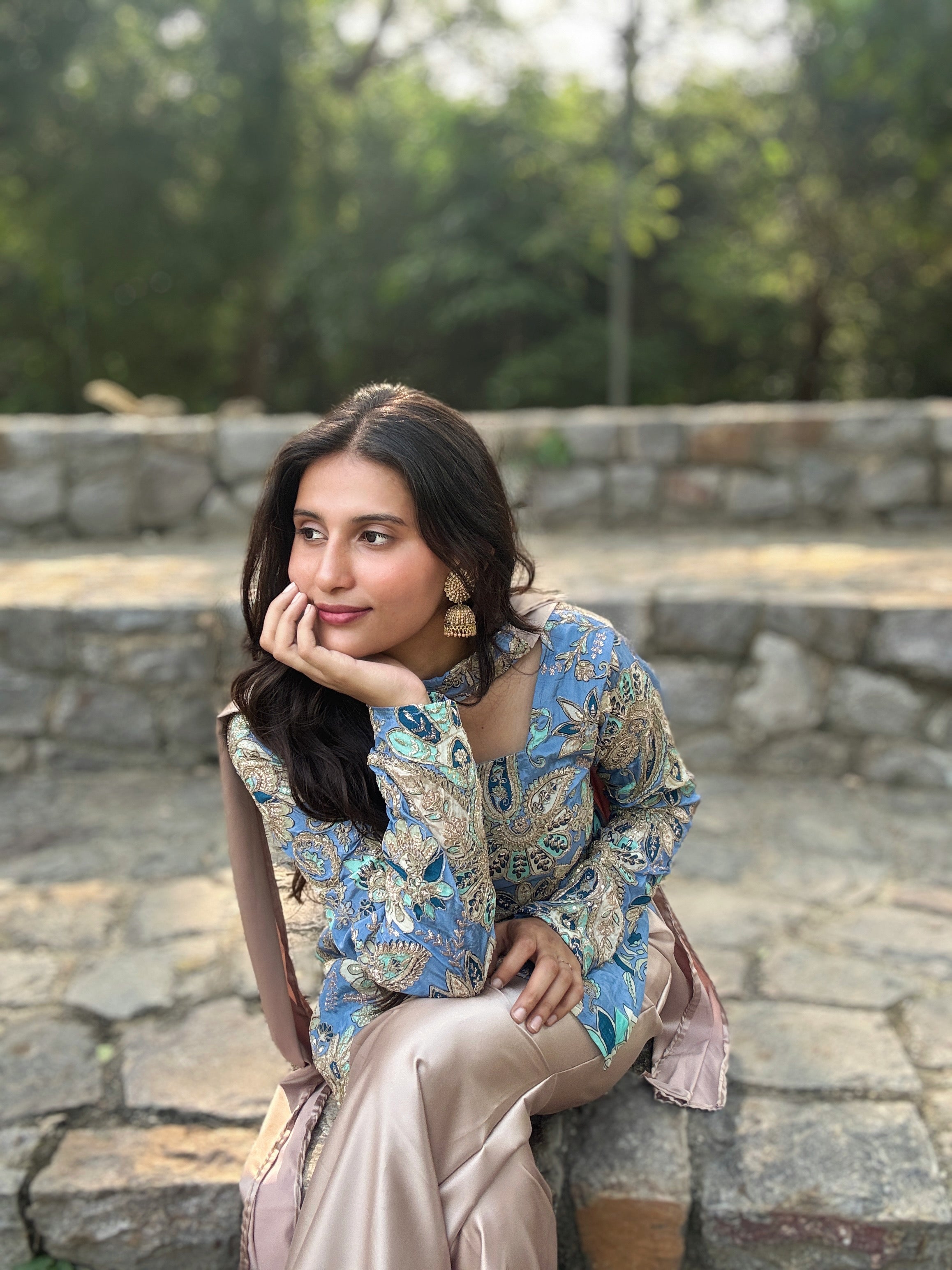 Blue Embroidered Kurta Set